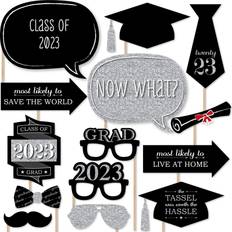 Photo Props, Party Hats & Sashes Graduation Tassel Worth The Hassle Silver 2023 Photo Booth Props Kit 20 Ct Silver Silver