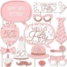 Gold Photo Props, Party Hats & Sashes 50th pink rose gold birthday party photo booth props kit 20 ct