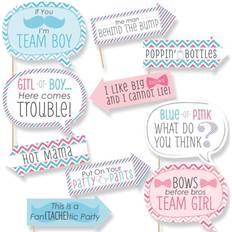 Halloween Photo Props, Party Hats & Sashes Funny chevron gender reveal baby shower photo booth props kit 10 piece