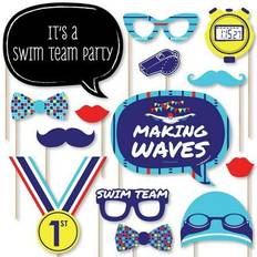 Making waves swim team birthday party photo booth props kit 20 count