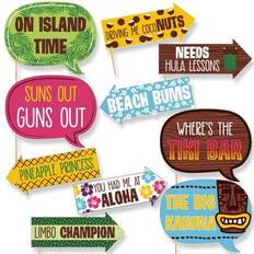 Brown Photo Props, Party Hats & Sashes Funny luau hawaiian party photo booth props kit 10 piece