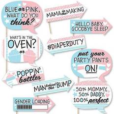 Pink Photo Props, Party Hats & Sashes Funny baby gender reveal team boy or girl party photo booth props kit 10 pc