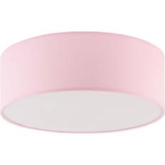 TK LIGHTING Kinderzimmerleuchte Rosa rund flach Stoffschirm Deckenlampe