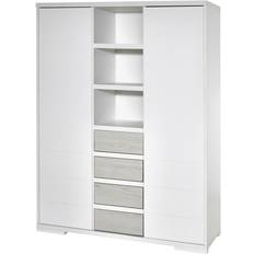 Schardt Armoire Bébé 2 Portes 4 Tiroirs Laqué Blanc Et Pin Gris L 139 x H 191 x P 53 cm