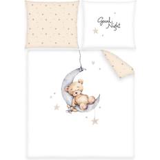 Beige Ensembles de lit Herding Süße Baby Wende Wiegen Bettwäsche Teddy Mond 80 x 80 + 35 x 40