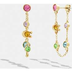 Coach Signature Crystal Chain Earrings Gold/Multi One