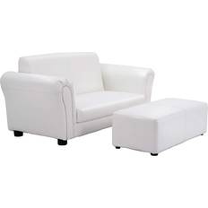 White Armchairs Kid's Room Costway Children Sofa w/Footstool, 32.5‘’x16.5‘’x16‘’ Upholstered Couch, Sturdy Construction, 2