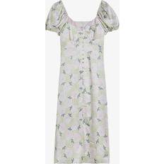 Ted Baker Womens Lilac Ledaah Puff-sleeve Floral-print Woven Midi Dress