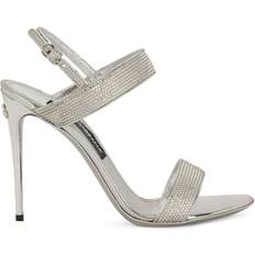 37 ⅓ Sandaler med hæl Dolce & Gabbana Silver Kim Heeled Sandals 8E744 Grigio Ch/Crys IT