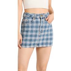 Ami Paris Alexandre Mattiussi Blue Gingham Denim Miniskirt 448 Bleu Javel WAIST