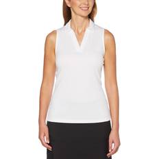 PGA tour Women's AirFlux Solid Sleeveless Golf Polo Shirt - White