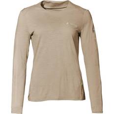 Beige Basisschicht-Oberteile Vaude Yaras LS Wool T-shirt - Linen