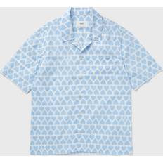 Natural - Woman Shirts Ami Paris Heart Print Vacation Shirt - Sky Blue/White