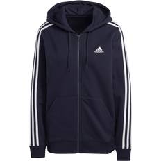 Bleu - Femme Hauts Adidas Essentials 3-Stripes French Terry Regular Full-zip Hoodie - Legend Ink/White