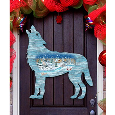 Notice Boards DesignoCracy Wolf Scenic Woodsy Winter Cabin Hanger Notice Board