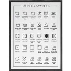 Juvale Laundry Symbols Wall Sign Wood Guide Poster Framed Art