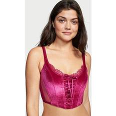 Purple - Women Corsets Dream Angels Unlined Lace-Up Velvet Corset Top, Purple, Women's Bras Victoria's Secret