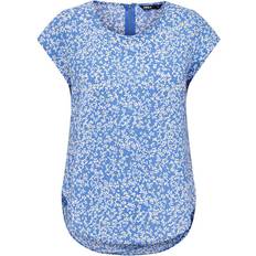 Only Printed Top with Short Sleeves - Blue/Navy