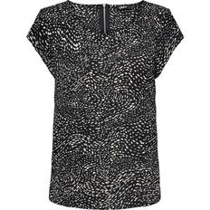 Only Printed Top with Short Sleeves - Black