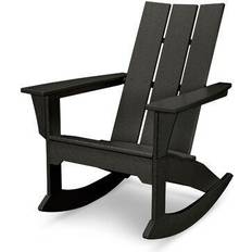 Outdoor black rocking chair Polywood Modern Plastic Rocking Adirondack