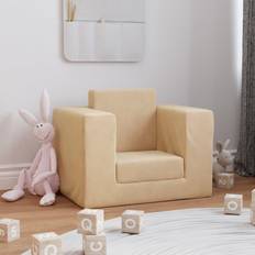 Beige Poltrone vidaXL Divano Letto Per Bambini Crema In Morbido Peluche