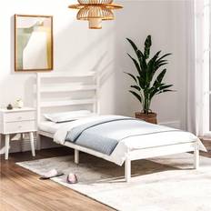 vidaXL Vit Massivt Trä 75x190 cm Sängram