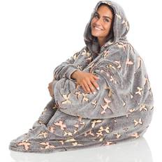 Kanguru Glow Hoodie Plaid til Voksne Sommerfugle Tæppe