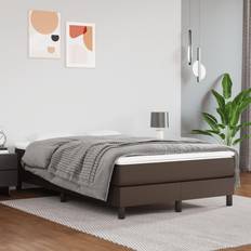 vidaXL de Lit Rembourré Lit Double Adulte Meuble de Chambre Coucher Intérieur Marron 120x200x20 cm Matelas à Ressorts