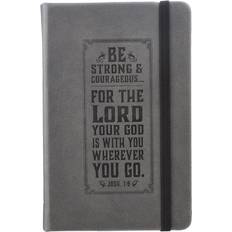 Grey Notepads Be Strong And Courageous Gray Lux-Leather Notebook