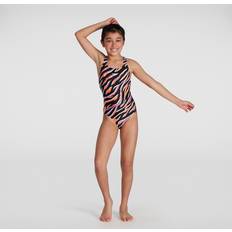 Speedo Badedragter Speedo Badedragt Allover Medalist til piger Sort/Rød/Lilla/Hvid 176/15-16y