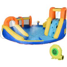 Tygleksaker Hoppleksaker OutSunny Round Bouncy Castle with Slide & Pool