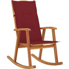 Chaises à Bascule vidaXL Avec Coussins Bois d'Acacia Massif Rouge Bordeaux Chaise à Bascule