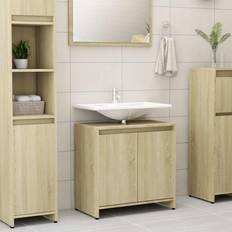 Particleboard Wall Bathroom Cabinets vidaXL Bathroom Cabinet Sonoma Oak 60 x 33 x 61 cm