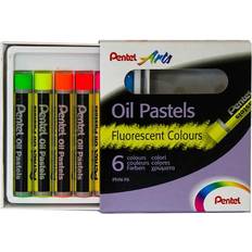 Amarillo Lápices de cera Pentel Oil Set of 6 Fluorescent