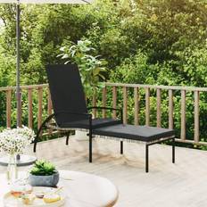 Mobilier de Jardin et d'Extérieur vidaXL Sun Lounger With Footrest PE Rattan Gray