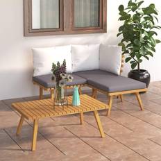 vidaXL 4-tlg Garten-Lounge-Set mit Kissen Massivholz Akazie Lounge-Set