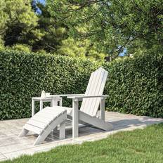 vidaXL Patio Adirondack Chair With Footstool HDPE White