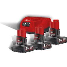 Milwaukee Batterier & Laddbart Milwaukee Tillbehörsset M12 NRG-603; 12 V; 3x6,0 Ah laddare