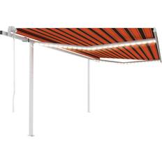 vidaXL Tenda Automatica Sensore Vento e LED 4,5x3 m Arancio e Marrone - Multicolore