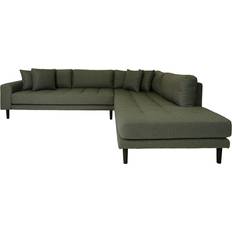 House Nordic Lido Hjørnesofa Høyrevendt Med 4 Puter Olivengrønn Polyester Sofa