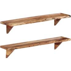 vidaXL 2 Wood Acacia Wall Shelf 2pcs