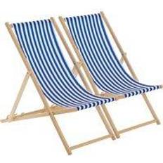 Harbour Housewares Wooden Folding Garden Sun Lounger Deck