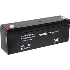 Batterier 12v 4ah Multipower MP4-12D A97402 Blybatteri 12 V 4 Ah Bly AGM B x H x D 195 x 76 x 47 mm Stickkontakt 4.8 mm Underhållsfri, Låg självurladdning