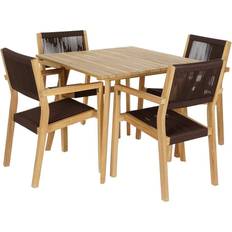 Havemøbelsæt Havemøbler på tilbud Dkd Home Decor Ensemble Table + 4 Chaises Teck Corde - Transparente Juego de comedor de patio