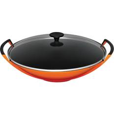 Rood Wokpannen Le Creuset Gusseisen Wok 36 cm Ofenrot