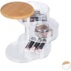 Relaxdays Porta Trucchi Organizer Make-up Girevole 3 Livelli Trasparente