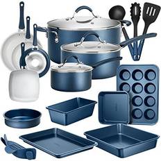 Dishwasher Safe Cookware NutriChef NCCW20SBLU Cookware Set with lid 20 Parts