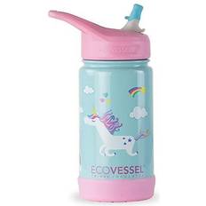 EcoVessel 12oz Frost Insulated Stainless Steel Kids' Water Bottle with Straw Top Unicorn