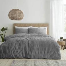 Catherine Lansfield Seersucker Duvet Cover Grey (200x200cm)