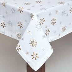 Gold Cloths & Tissues Homescapes Snowflake Christmas 137 Tablecloth Gold, White